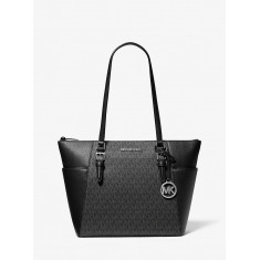 Michael Kors - Charlotte Large Saffiano Leather Top-Zip Tote Bag - Black Noir