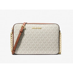 Michael Kors - Jet Set Large Printed Logo Crossbody Bag - Vanilla