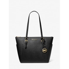 Michael Kors - Charlotte Large Saffiano Leather Top-Zip Tote Bag - Black Noir