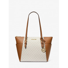 Michael Kors - Charlotte Large Logo and Leather Top-Zip Tote Bag - Vanilla