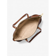 Michael Kors - Charlotte Large Logo and Leather Top-Zip Tote Bag - Brown