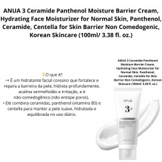 ANUA 3 Ceramide Panthenol Moisture Barrier Cream, Hydrating Face Moisturizer for Normal Skin, Panthenol, Ceramide, Centella for