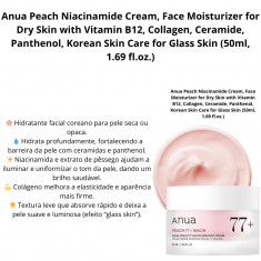 Anua Peach Niacinamide Cream, Face Moisturizer for Dry Skin with Vitamin B12, Collagen, Ceramide, Panthenol, Korean Skin Care fo