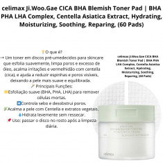 celimax Ji.Woo.Gae CICA BHA Blemish Toner Pad | BHA PHA LHA Complex, Centella Asiatica Extract, Hydrating, Moisturizing, Soothin