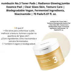 numbuzin No.3 Toner Pads | Radiance Glowing Jumbo Essence Pad | Clear Glass Skin, Texture Care | Biodegradable Vegan, Fermented