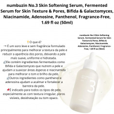 numbuzin No.3 Skin Softening Serum, Fermented Serum for Skin Texture & Pores, Bifida & Galactomyces, Niacinamide, Adenosine, Pan