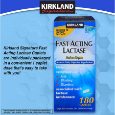 Kirkland Signature Fast Acting Lactase 180 Caplets (Val: 08/24)