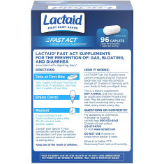 Lactaid Fast Act Lactose Intolerance Relief Caplets with Lactase Enzyme, 96 Count