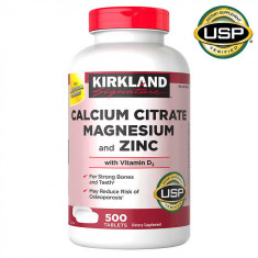 Kirkland Signature Calcium Citrate Magnesium and Zinc, 500 Tablets - Val: 12/24