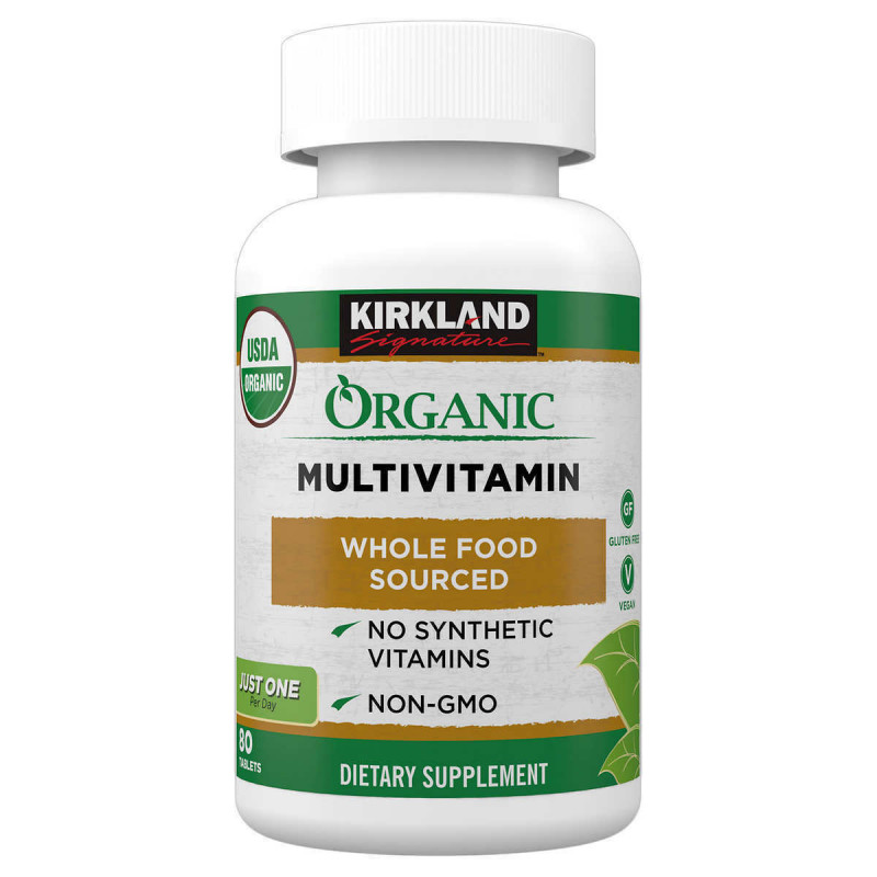 Kirkland Signature USDA Organic Multivitamin, 80 Coated Tablets Val