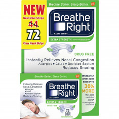 Breathe Right Extra Strength Nasal Strips, 72 Strips  - Val: 09/2026