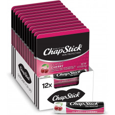 ChapStick Classic Cherry Skin Protectant Lip Balm Tube, 0.15 Ounce (Pack of 12)