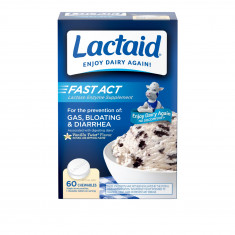 Lactaid Fast Act Lactose Intolerance Relief Caplets with Lactase Enzyme, 60 Caps (Val: 04/2023)