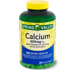 Calcium (Plus Vitamina D3 20mcg)  - 600 mg (250 comprimidos) - Spring Valley (Val: 03/2024)