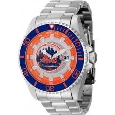 Invicta Men's 43471 MLB New York Mets Quartz Multifunction Blue, White, Silver, Orange Dial Watch