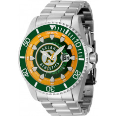 Invicta Men's 43473 MLB Oakland Athletics Quartz Multifunction Green, Yellow, Silver, White Dial Watch