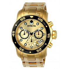 Invicta Men's ILE0072A Pro Diver Quartz Chronograph Gold Dial Watch
