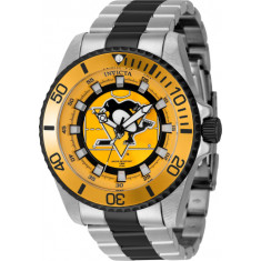 Invicta Men's 42242 NHL Pittsburgh Penguins Quartz 3 Hand Black, Yellow, White Dial Watch
