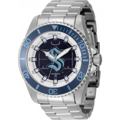 Invicta Men's 42248 NHL Seattle Kraken Quartz 3 Hand White, Silver, Blue, Red, Dark Blue Dial Watch