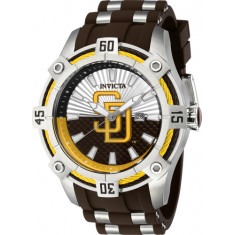 Invicta Men's 43292 MLB San Diego Padres Quartz Multifunction Silver, Brown, Yellow Dial Watch