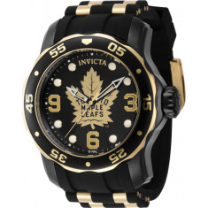 Invicta Men's 42326 NHL Toronto Maple Leafs Quartz 3 Hand Black, White, Gold Dial Watch