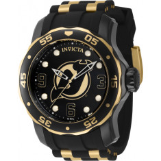 Invicta Men's 42310 NHL New Jersey Devils Quartz 3 Hand Gold, Black, White Dial Watch