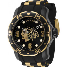 Invicta Men's 42315 NHL Chicago Blackhawks Quartz 3 Hand Gold, Black, White Dial Watch