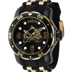 Invicta Men's 42323 NHL Colorado Avalanche Quartz 3 Hand Black, White, Gold Dial Watch