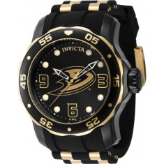 Invicta Men's 42316 NHL Anaheim Ducks Quartz 3 Hand Gold, Black, White Dial Watch