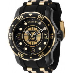 Invicta Men's 42320 NHL Boston Bruins Quartz 3 Hand Black, White, Gold Dial Watch