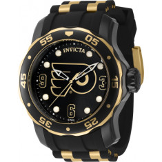 Invicta Men's 42308 NHL Philadelphia Flyers Quartz 3 Hand Gold, Black, White Dial Watch