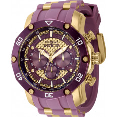 Invicta Men's 40692 Pro Diver Quartz Chronograph Purple, Gold Dial Watch