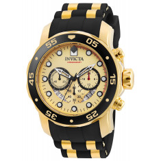 Invicta Men's 17566 Pro Diver Scuba Quartz 3 Hand Gold Dial Watch