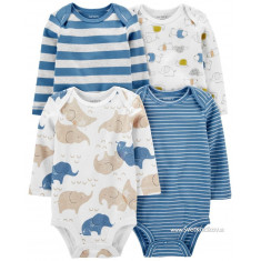 Carters - Kit 4 Body Manga Longa Estampado - Tamanho 6 Meses