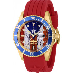 Invicta Men's 43050 Pro Diver Quartz 3 Hand Red, White, Blue Dial Watch