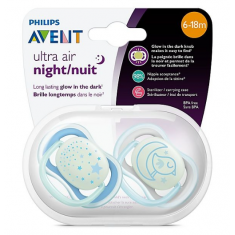 Kit de 2 Chupetas Ultra Air (Night/nuit) -Azul - Avent -  6-18M