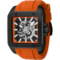 Invicta Men's 44003 Cuadro  Mechanical 3 Hand Black, Orange Dial Watch