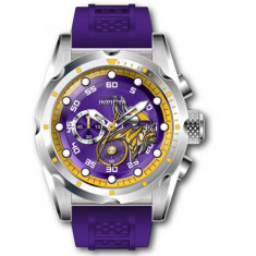 Invicta Men's 45535 NFL Minnesota Vikings Quartz Multifunction Purple, Yellow, Silver, White Dial Watch