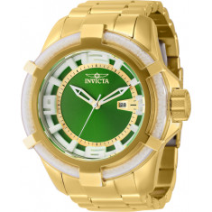 Invicta Men's 42353 ThermoGlow Quartz 3 Hand Gold, Green Dial Watch
