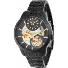 Invicta Men's 44332 Objet D Art Mechanical 2 Hand Black, Gold Dial Watch