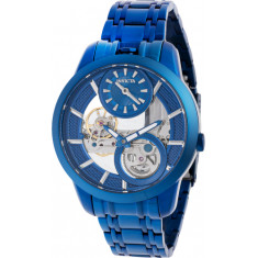 Invicta Men's 44331 Objet D Art Mechanical 2 Hand Silver, Blue Dial Watch