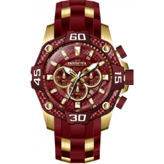 Invicta Men's 40862 Pro Diver  Quartz Chronograph Red, Gold Dial Watch