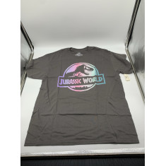 Camiseta - Gola Redonda - Cinza - Jurassic World (Tam:M)