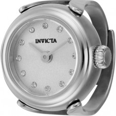 Invicta Women's 44480 Mini Quartz 2 Hand Silver Dial Ring Watch