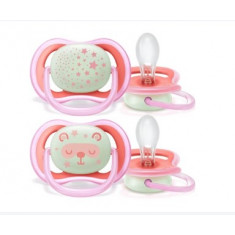 Kit de 2 Chupetas Ultra Air - Night/Nuit - Rosa - Avent -  6-18M