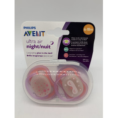 Kit de 2 Chupetas Ultra Air - Night/Nuit - Rosa - Avent -  6-18M