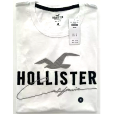 Camiseta Hollister com apliques gráficos e gola redonda - Tam S/P Estilo: 651923036