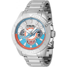 Invicta Men's 47936 NFL Miami Dolphins Quartz Multifunction Light Blue, Silver Dial Watch