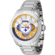 Invicta Men's 47933 NFL Pittsburgh Steelers Quartz Multifunction Silver, Yellow Dial Watch