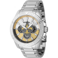 Invicta Men's 47945 NFL New Orleans Saints Quartz Multifunction Beige, Silver Dial Watch